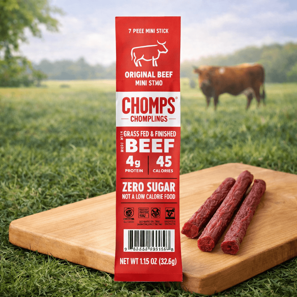 Chomps Grass-Fed Beef Sticks – 1.15 oz Sticks (Case of 12) – Original Mild