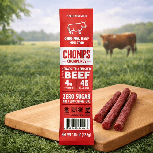 Chomps Grass-Fed Beef Sticks – 1.15 oz Sticks (Case of 12) – Original Mild