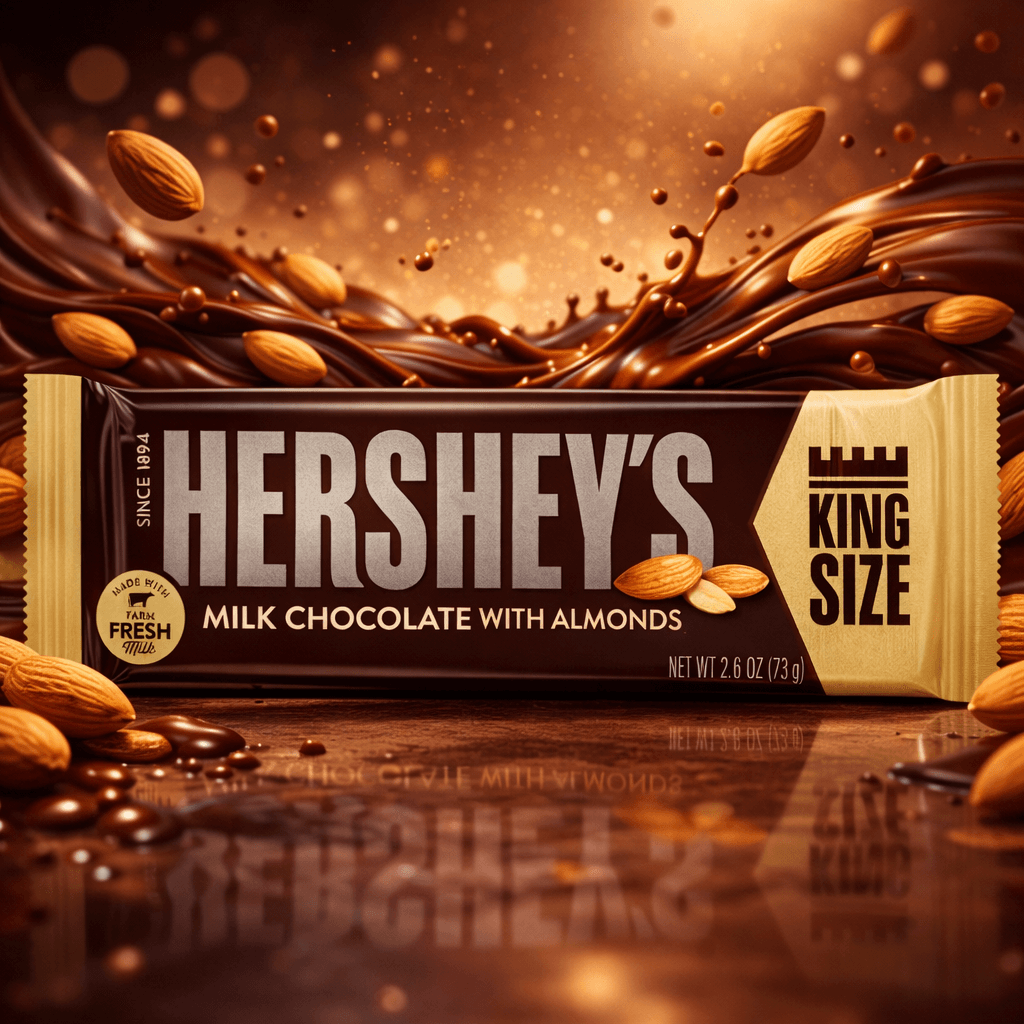 Hershey’s King Size Milk Chocolate – 2.6 oz Bars (Case of 18) – Milk Chocolate with Almonds