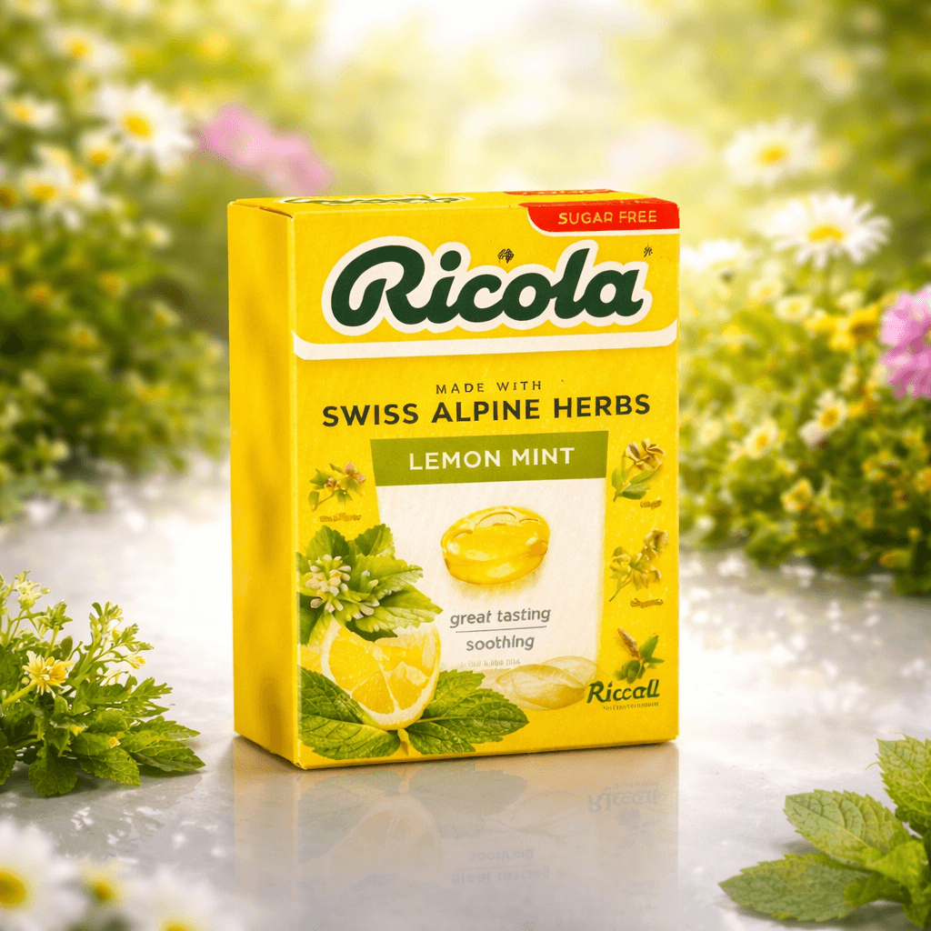 Ricola Sugar Free Lemon Mint Throat Drops – 18 Count Boxes (Case of 10)