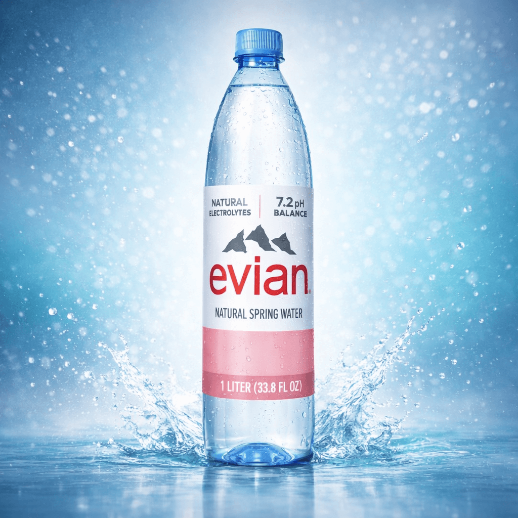 Evian Natural Spring Water – 1 Liter Bottles (Case of 12)
