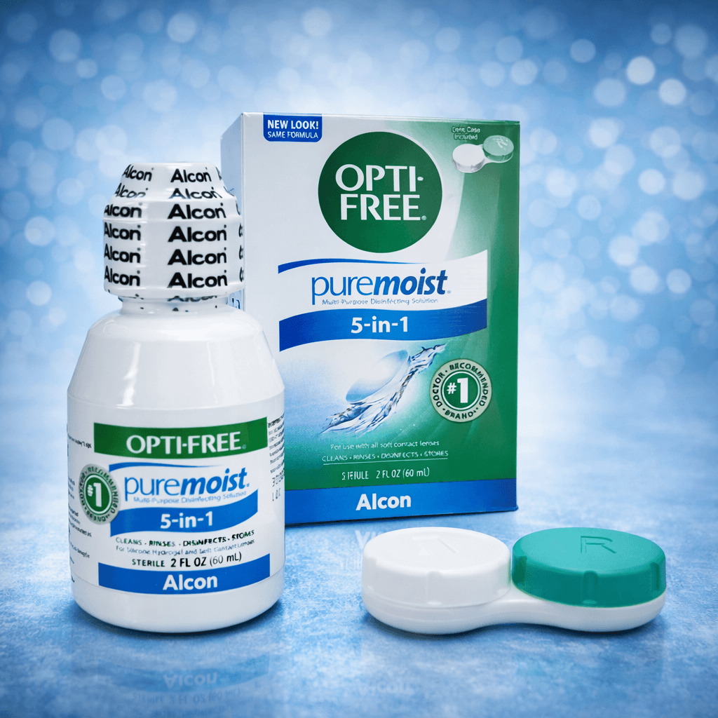 OPTI-FREE Puremoist Multi-Purpose Contact Lens Solution – 2 fl oz Bottles (Case of 4)