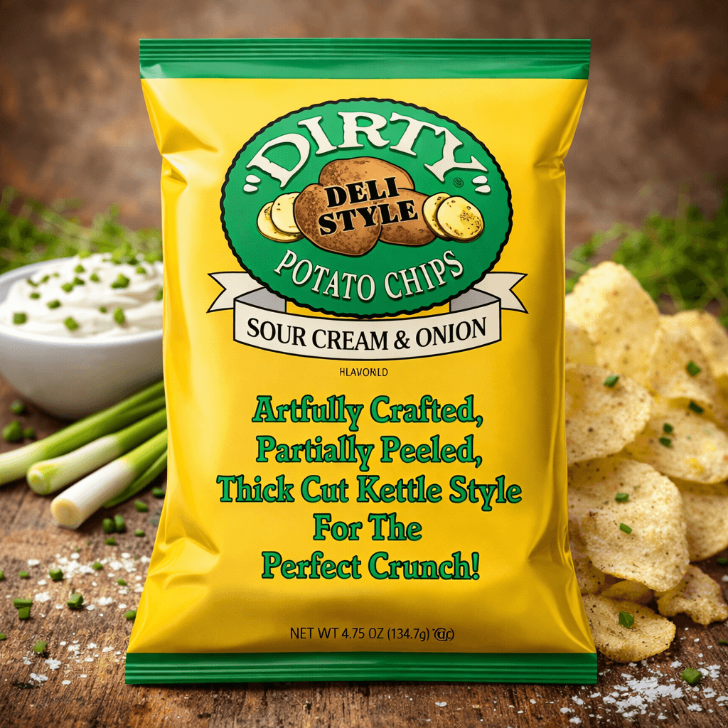 Dirty Potato Chips – 2 oz Bags (Case of 25) – Sour Cream & Onion