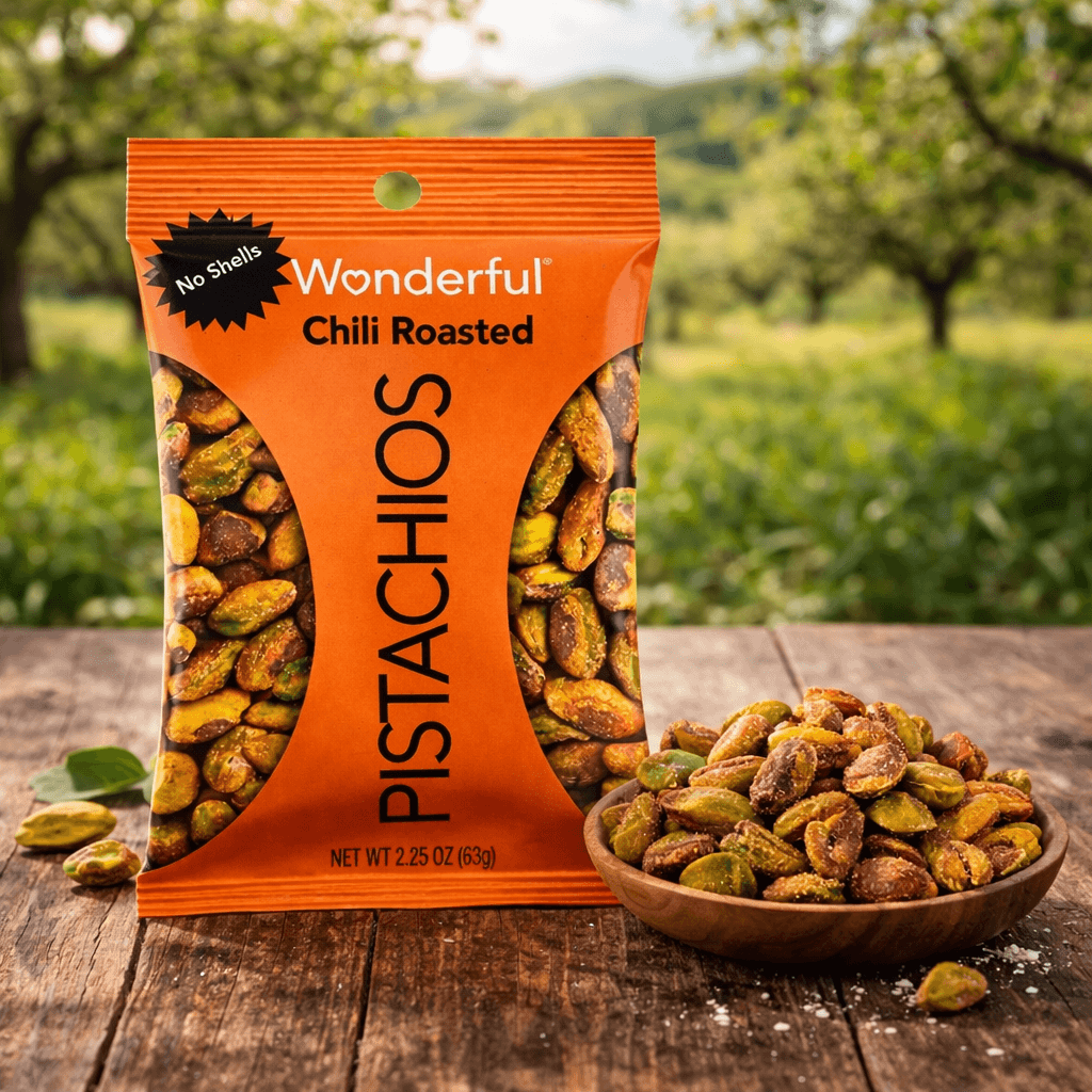 Wonderful Pistachios – 2.25 oz Bags (Case of 8) – Chili Roasted