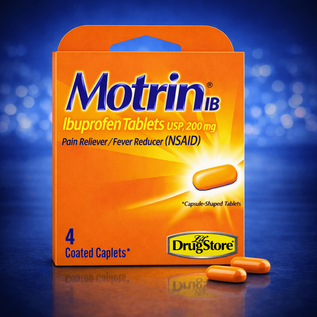 Motrin Ibuprofen Tablets – 4 Tablets per Pack (Case of 6)