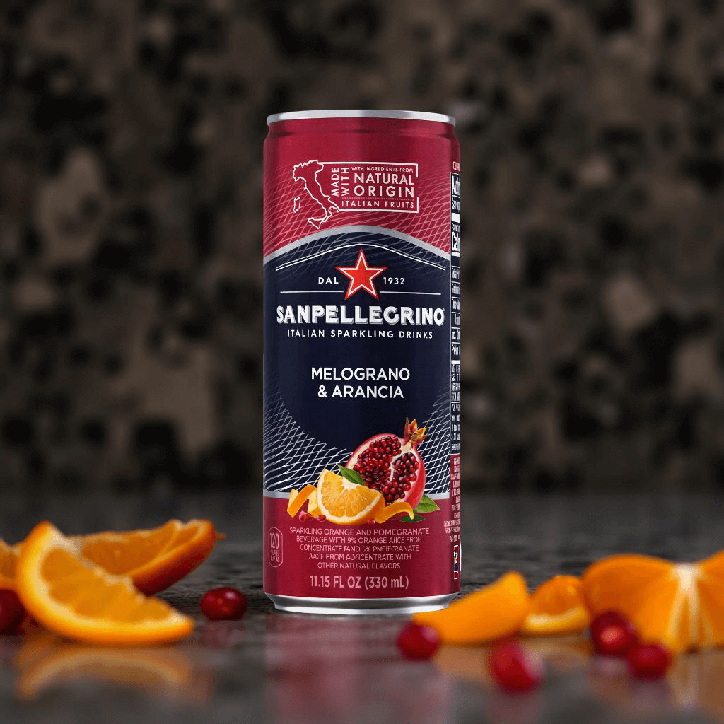 Sanpellegrino Italian Sparkling Drink – Pomegranate & Orange – 11.15 fl oz Cans (Case of 24)