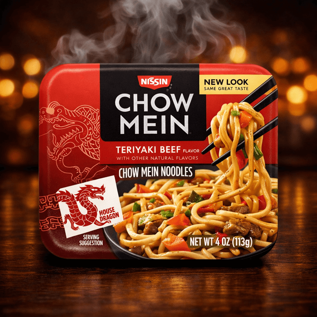 Nissin Chow Mein Teriyaki Beef – 4 oz Trays (Case of 8)